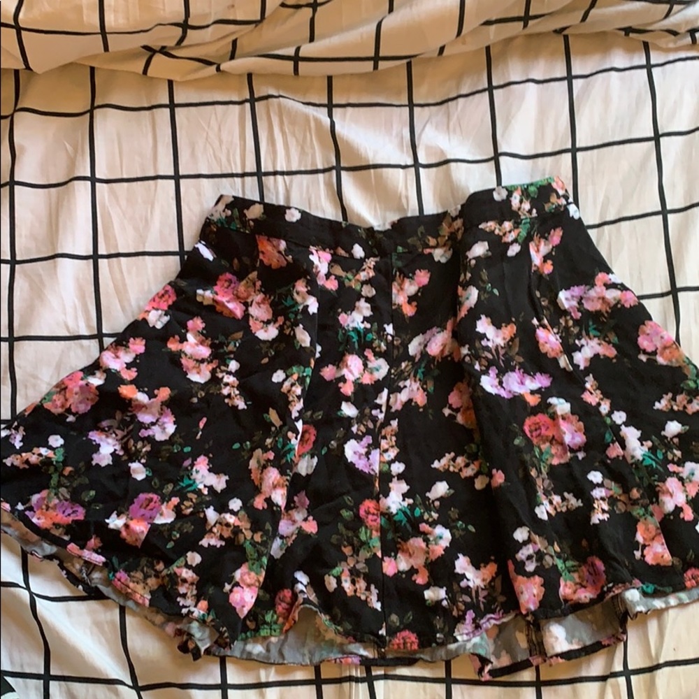 Black floral skater skirt